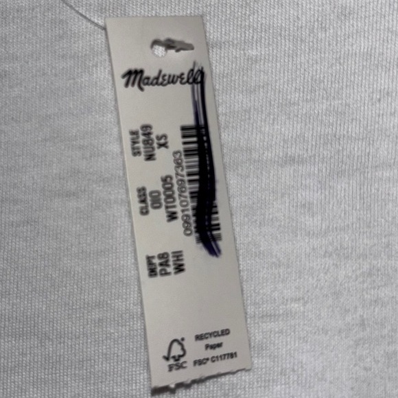 Madewell White Puff Sleeve Tee NWT XS‎ Sheer Poplin Sleeve Cotton Top - Picture 7 of 11